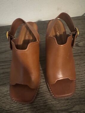 Franco Sarto Tan Leather Slingback Mules